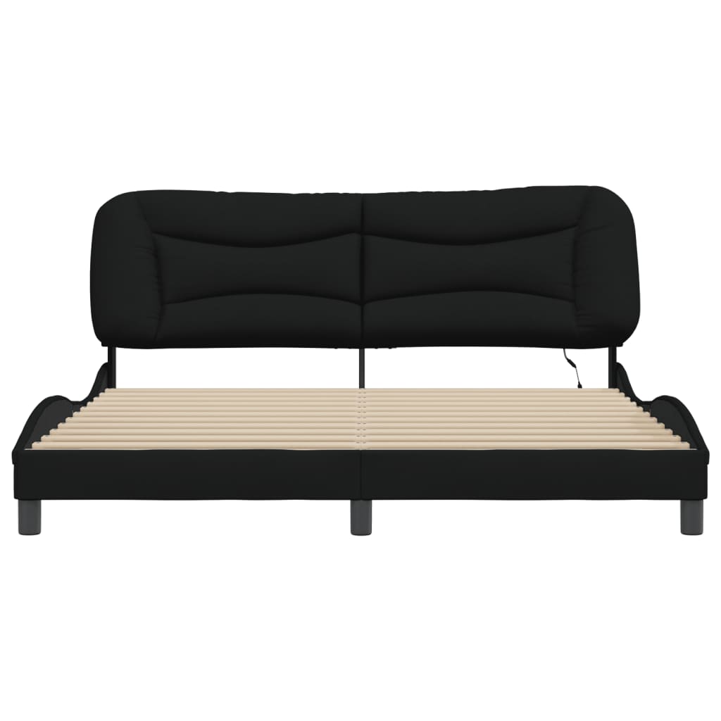 8721012354357_g_en_hd_4 vidaXL Bed Frame with LED without Mattress "Hvar" Black 180x200 cm King Fabric - Image 6