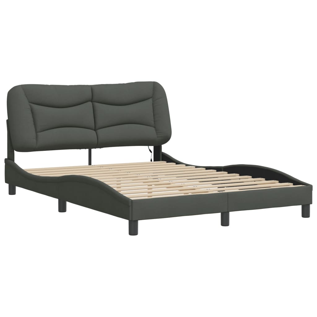 8721012354524_g_en_hd_1 vidaXL Bed Frame with LED without Mattress "Hvar" Dark Grey 137x190 cm Double Fabric - Image 3