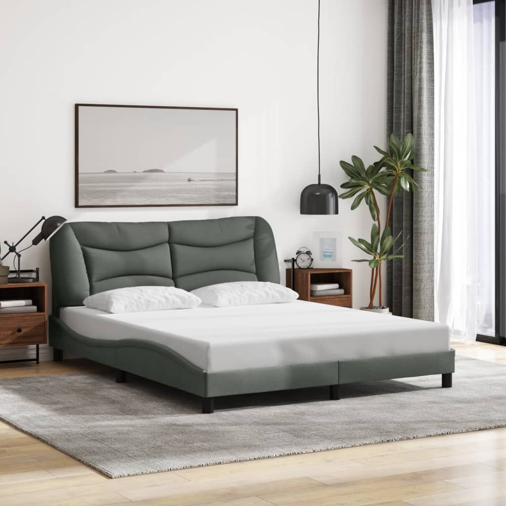 8721012354548_g_en_hd_3 vidaXL Bed Frame with LED without Mattress "Hvar" Dark Grey 152x203 cm Queen Fabric - Image 4