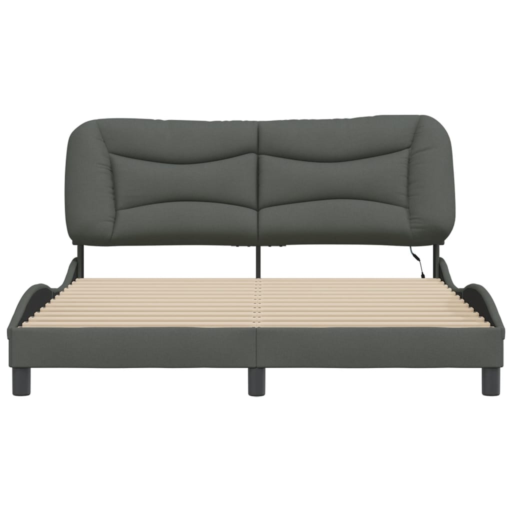 8721012354548_g_en_hd_5 vidaXL Bed Frame with LED without Mattress "Hvar" Dark Grey 152x203 cm Queen Fabric - Image 6