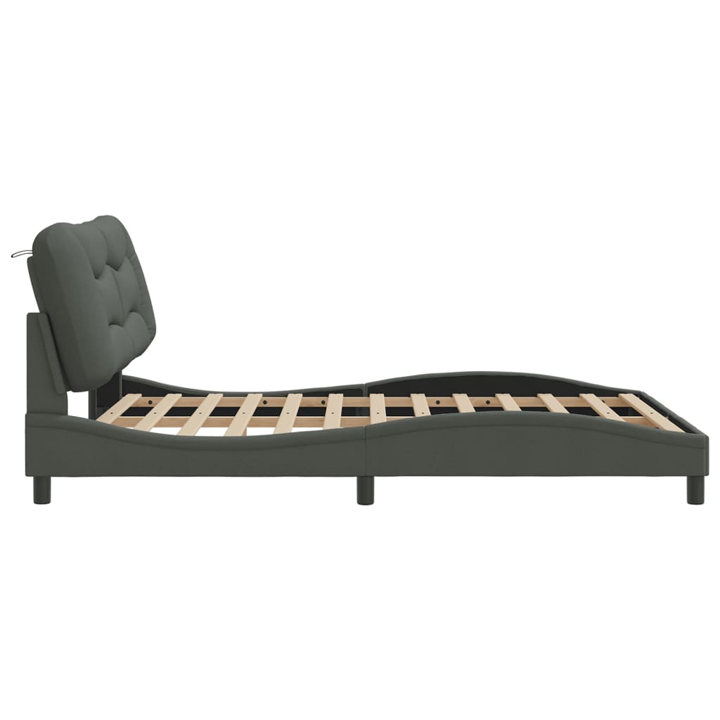 8721012354548_g_en_hd_6 vidaXL Bed Frame with LED without Mattress "Hvar" Dark Grey 152x203 cm Queen Fabric - Image 7