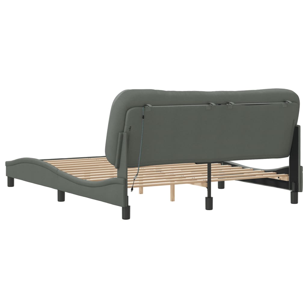 8721012354548_g_en_hd_7 vidaXL Bed Frame with LED without Mattress "Hvar" Dark Grey 152x203 cm Queen Fabric - Image 8