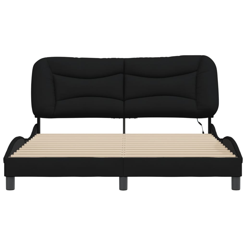 8721012354555_g_en_hd_4 vidaXL Bed Frame with LED without Mattress "Hvar" Black 152x203 cm Queen Fabric - Image 6