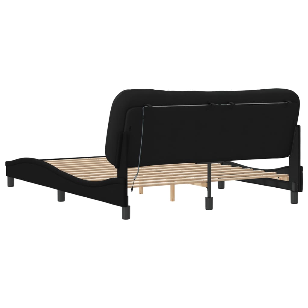 8721012354555_g_en_hd_6 vidaXL Bed Frame with LED without Mattress "Hvar" Black 152x203 cm Queen Fabric - Image 8
