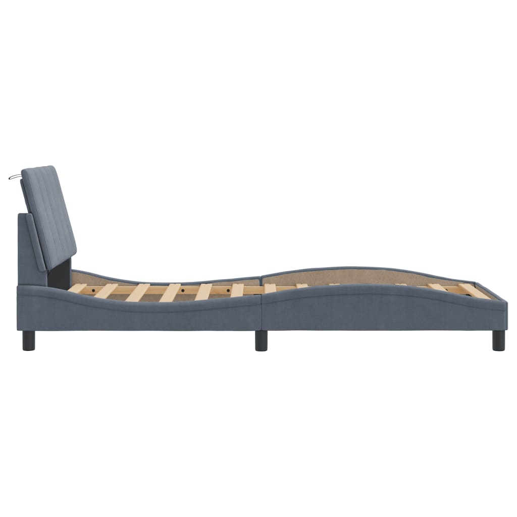8721012354678_g_en_hd_5 vidaXL Bed Frame with LED without Mattress "Hanko" Dark Grey 90x190 cm Velvet - Image 7