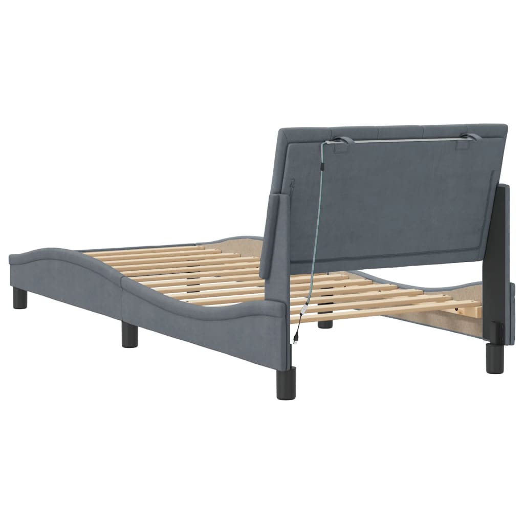 8721012354678_g_en_hd_6 vidaXL Bed Frame with LED without Mattress "Hanko" Dark Grey 90x190 cm Velvet - Image 8