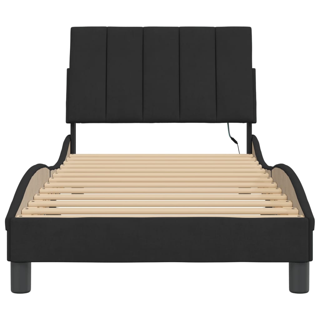 8721012354685_g_en_hd_4 vidaXL Bed Frame with LED without Mattress "Hanko" Black 90x190 cm Velvet - Image 6