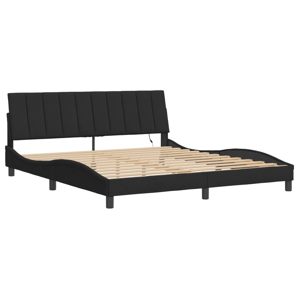 8721012355101_g_en_hd_1 vidaXL Bed Frame with LED without Mattress "Hanko" Black 180x200 cm King Velvet - Image 3