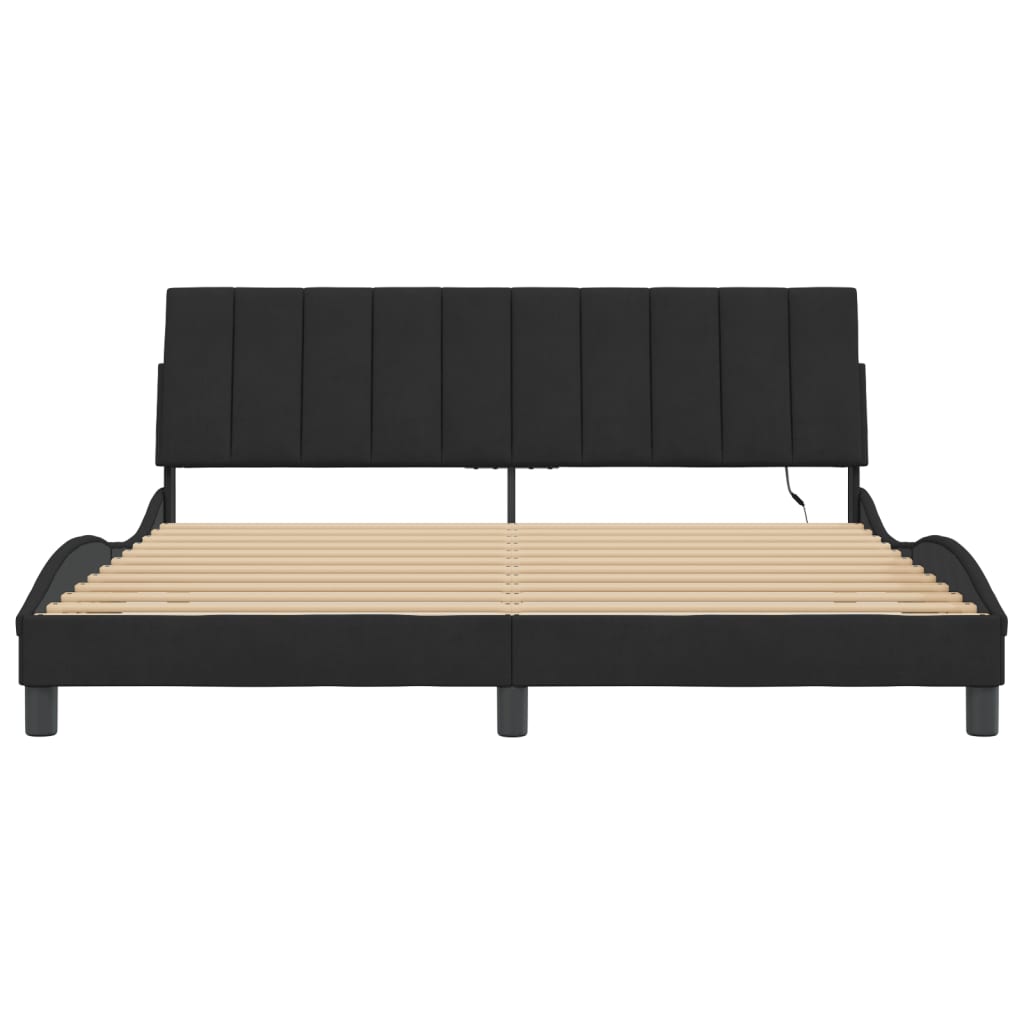 8721012355101_g_en_hd_4 vidaXL Bed Frame with LED without Mattress "Hanko" Black 180x200 cm King Velvet - Image 6