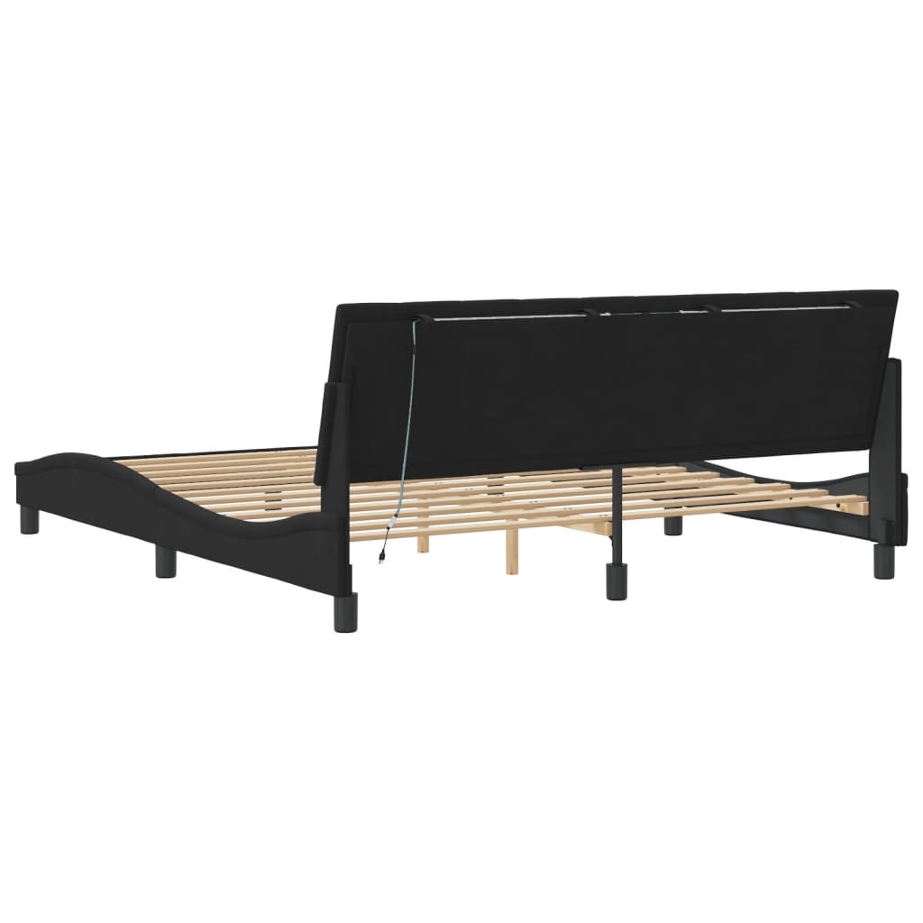 8721012355101_g_en_hd_6 vidaXL Bed Frame with LED without Mattress "Hanko" Black 180x200 cm King Velvet - Image 8