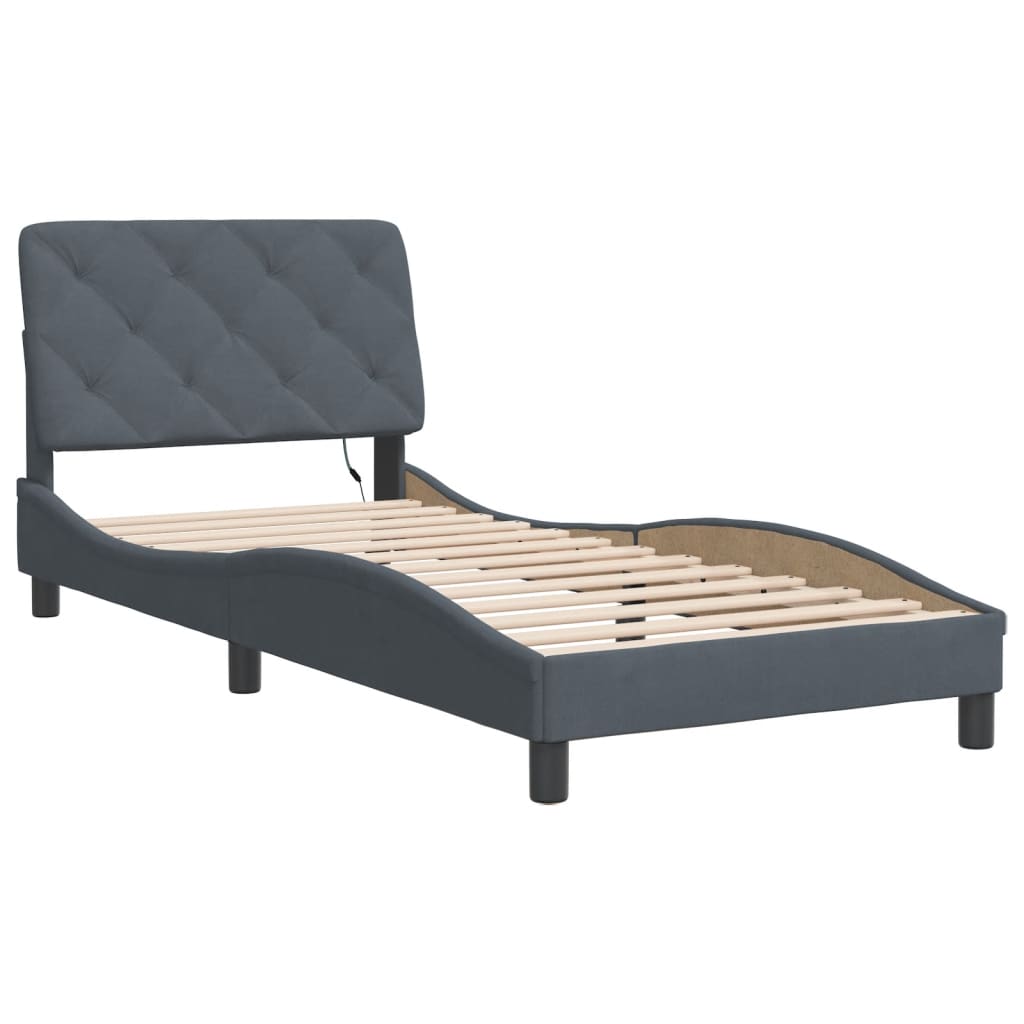 8721012355415_g_en_hd_1 vidaXL Bed Frame with LED without Mattress Dark Grey 90x190 cm Velvet - Image 3