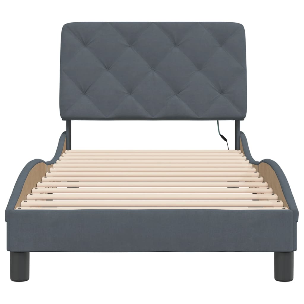 8721012355415_g_en_hd_4 vidaXL Bed Frame with LED without Mattress Dark Grey 90x190 cm Velvet - Image 6