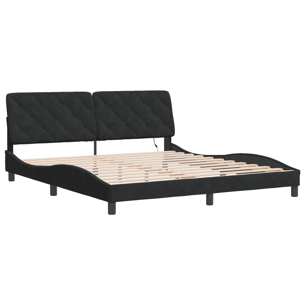 8721012355842_g_en_hd_1 vidaXL Bed Frame with LED without Mattress Black 180x200 cm Velvet - Image 3
