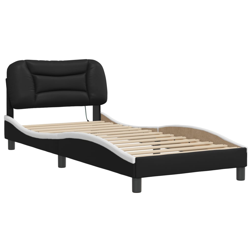 8721012356191_g_en_hd_1 vidaXL Bed Frame with LED without Mattress "Hvar" Black and White 90x190 cm - Image 3