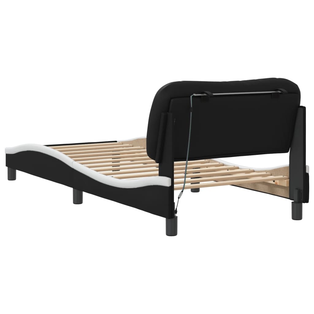 8721012356191_g_en_hd_7 vidaXL Bed Frame with LED without Mattress "Hvar" Black and White 90x190 cm - Image 9