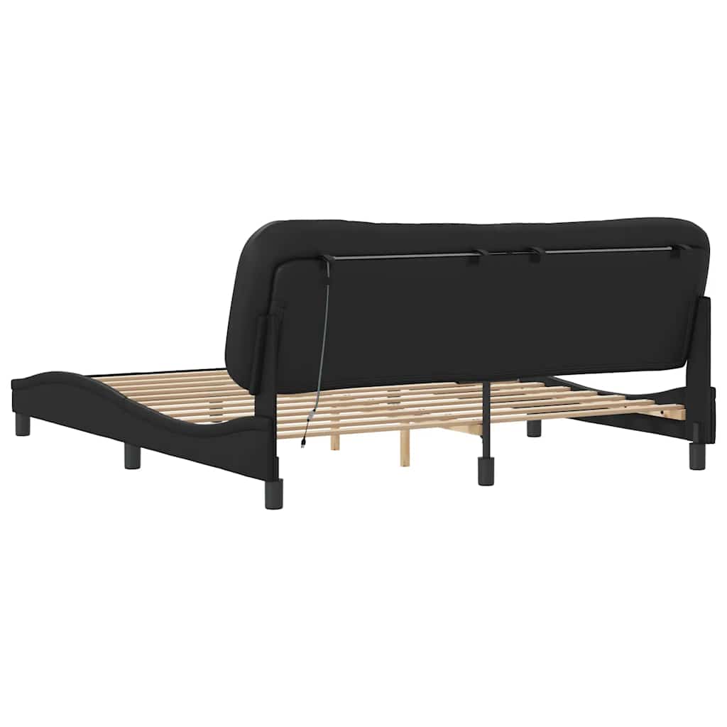 8721012356634_g_en_hd_7 vidaXL Bed Frame with LED without Mattress "Hvar" Black 180x200 cm King - Image 9