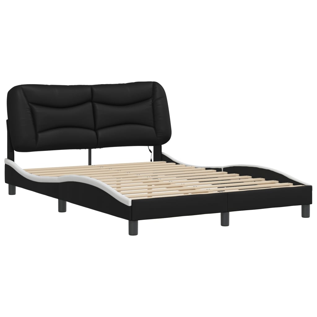 8721012356856_g_en_hd_1 vidaXL Bed Frame with LED without Mattress "Hvar" Black and White 137x190 cm Double - Image 3