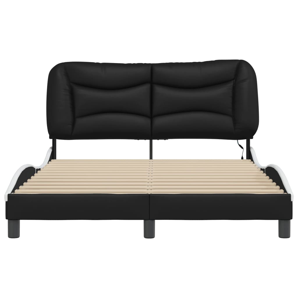 8721012356856_g_en_hd_4 vidaXL Bed Frame with LED without Mattress "Hvar" Black and White 137x190 cm Double - Image 6
