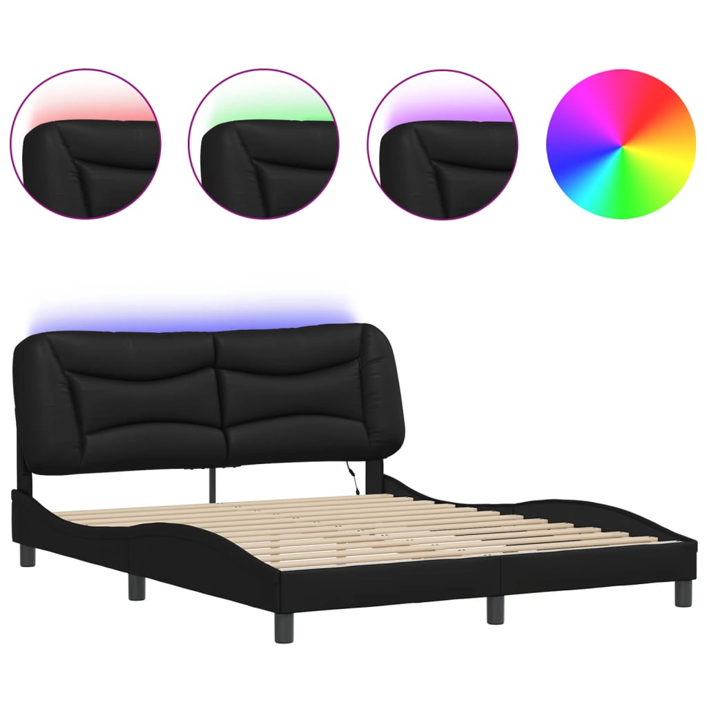 8721012356863_a_en_hd_1 vidaXL Bed Frame with LED without Mattress "Hvar" Black 152x203 cm Queen - Image 2