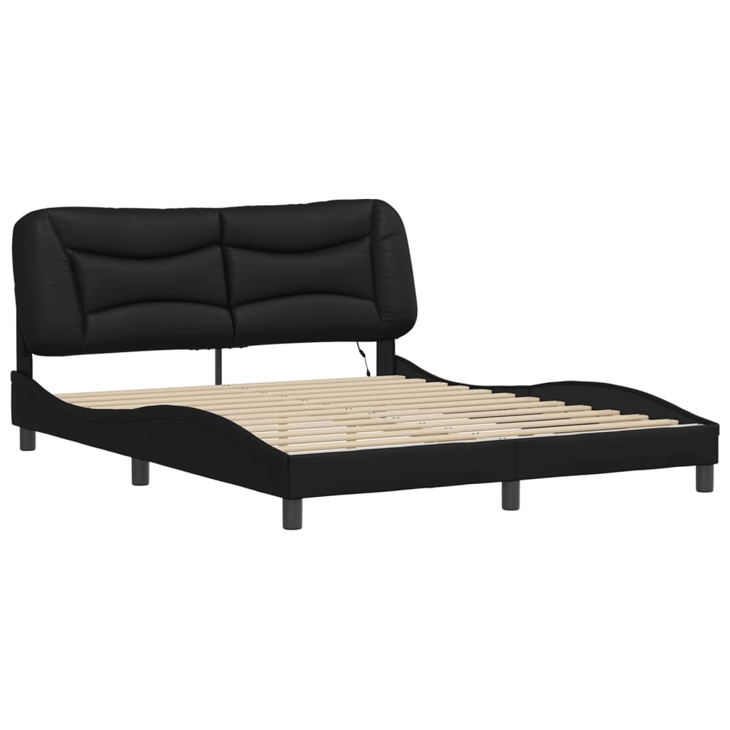 8721012356863_g_en_hd_1 vidaXL Bed Frame with LED without Mattress "Hvar" Black 152x203 cm Queen - Image 3