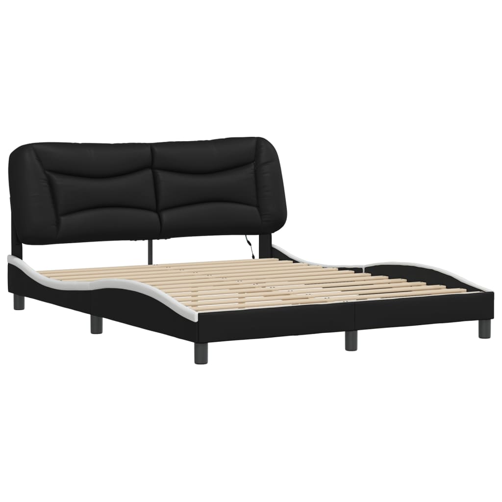 8721012356887_g_en_hd_1 vidaXL Bed Frame with LED without Mattress "Hvar" Black and White 152x203 cm Queen - Image 3