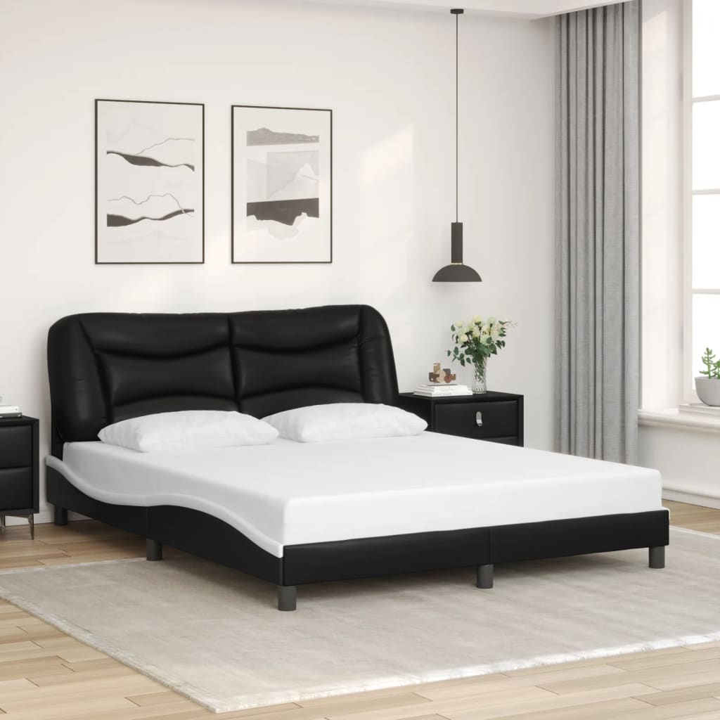 8721012356887_g_en_hd_2 vidaXL Bed Frame with LED without Mattress "Hvar" Black and White 152x203 cm Queen - Image 4