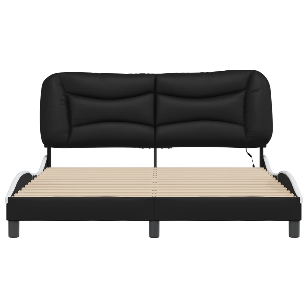 8721012356887_g_en_hd_5 vidaXL Bed Frame with LED without Mattress "Hvar" Black and White 152x203 cm Queen - Image 7