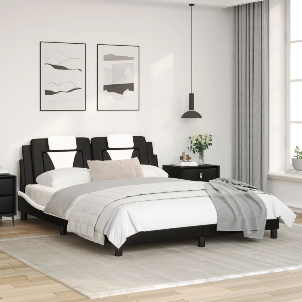 8721012357761_g_en_hd_2 vidaXL Bed Frame "Viana" with LED without Mattress Black and White 152x203 cm Queen - Image 4