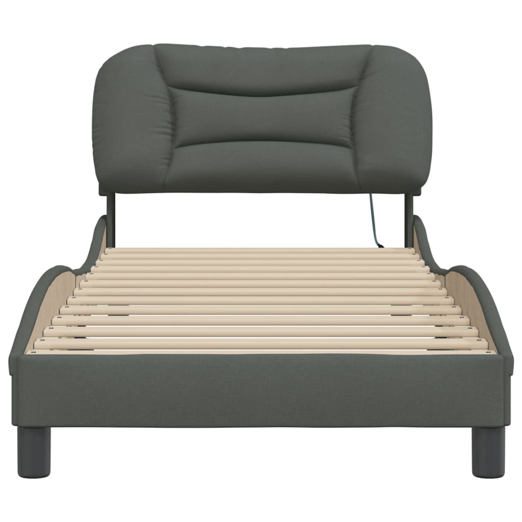 8721012358713_g_en_hd_4 vidaXL Bed Frame with LED without Mattress "Hvar" Dark Grey 90x190 cm Fabric - Image 6