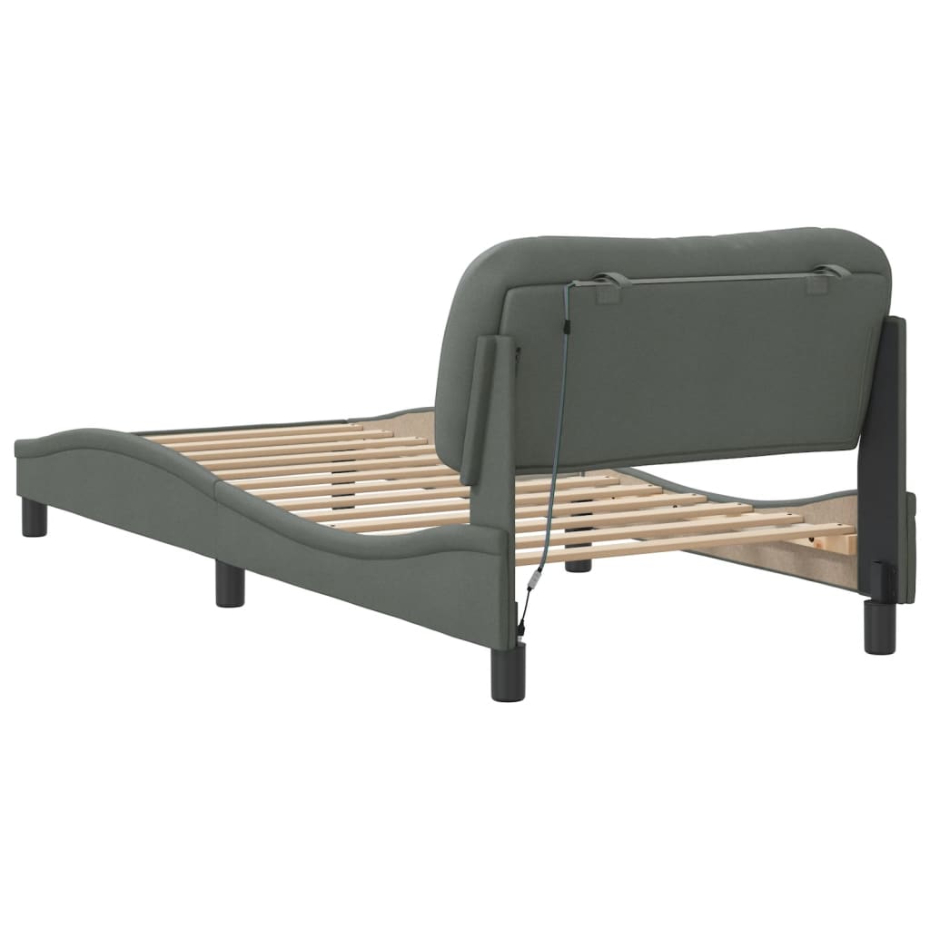 8721012358713_g_en_hd_6 vidaXL Bed Frame with LED without Mattress "Hvar" Dark Grey 90x190 cm Fabric - Image 8