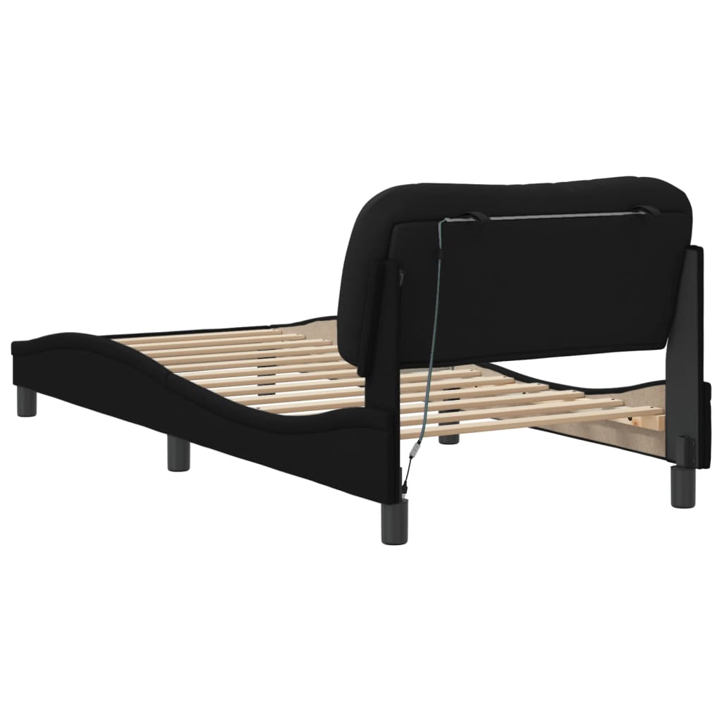 8721012358720_g_en_hd_6 vidaXL Bed Frame with LED without Mattress "Hvar" Black 90x190 cm Fabric - Image 8