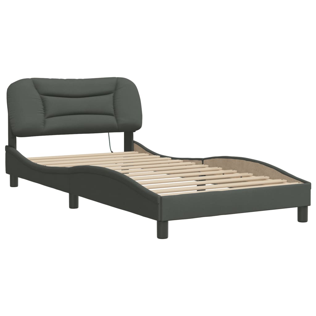 8721012358737_g_en_hd_1 vidaXL Bed Frame with LED without Mattress "Hvar" Dark Grey 107x203 cm King Single Fabric - Image 3