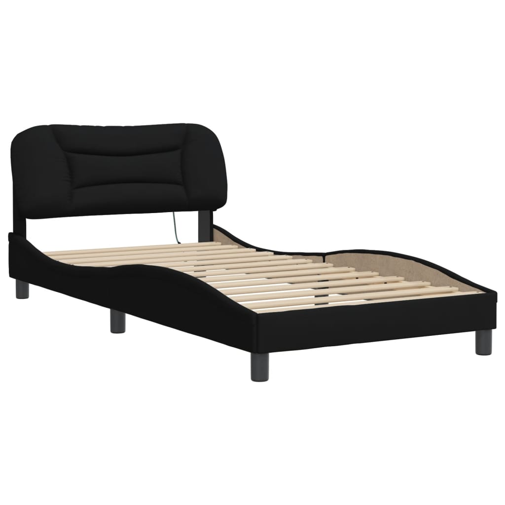 8721012358744_g_en_hd_1 vidaXL Bed Frame with LED without Mattress "Hvar" Black 107x203 cm King Single Fabric - Image 3