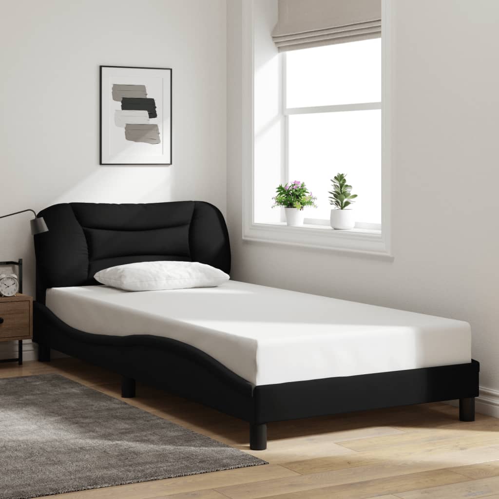 8721012358744_g_en_hd_2 vidaXL Bed Frame with LED without Mattress "Hvar" Black 107x203 cm King Single Fabric - Image 4