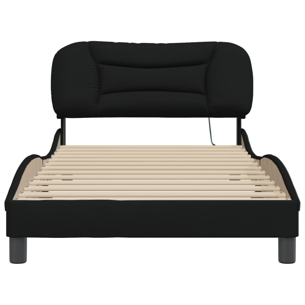 8721012358744_g_en_hd_4 vidaXL Bed Frame with LED without Mattress "Hvar" Black 107x203 cm King Single Fabric - Image 6