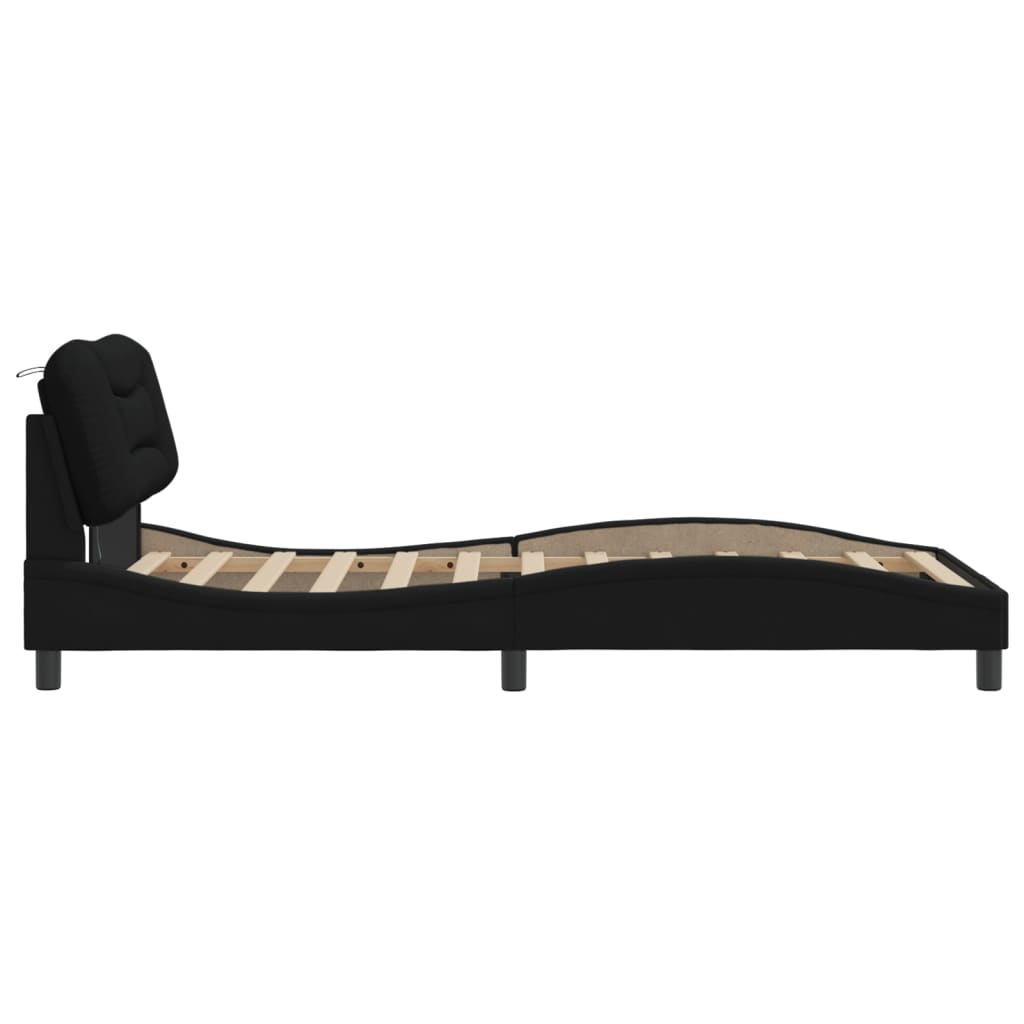 8721012358744_g_en_hd_5 vidaXL Bed Frame with LED without Mattress "Hvar" Black 107x203 cm King Single Fabric - Image 7