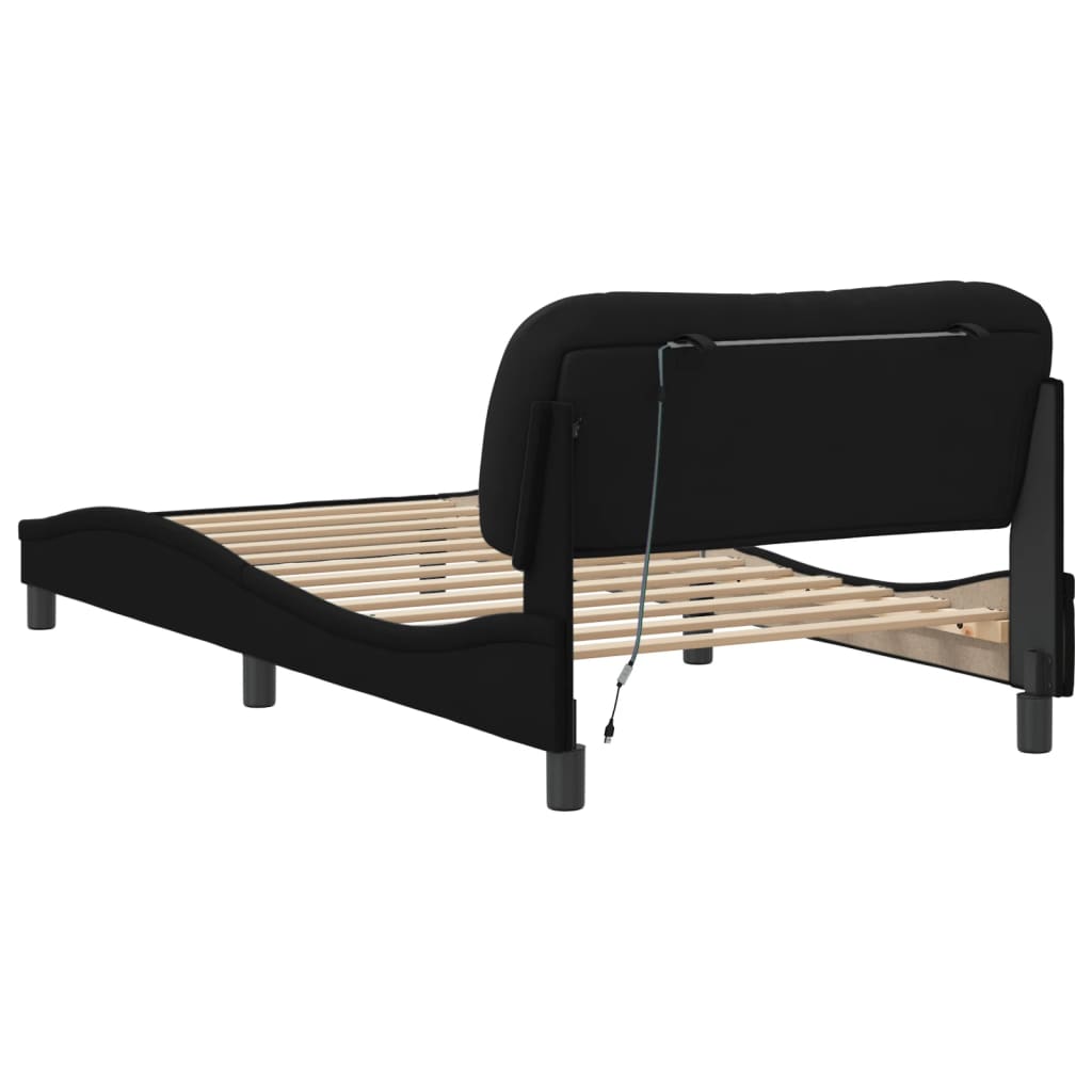 8721012358744_g_en_hd_6 vidaXL Bed Frame with LED without Mattress "Hvar" Black 107x203 cm King Single Fabric - Image 8