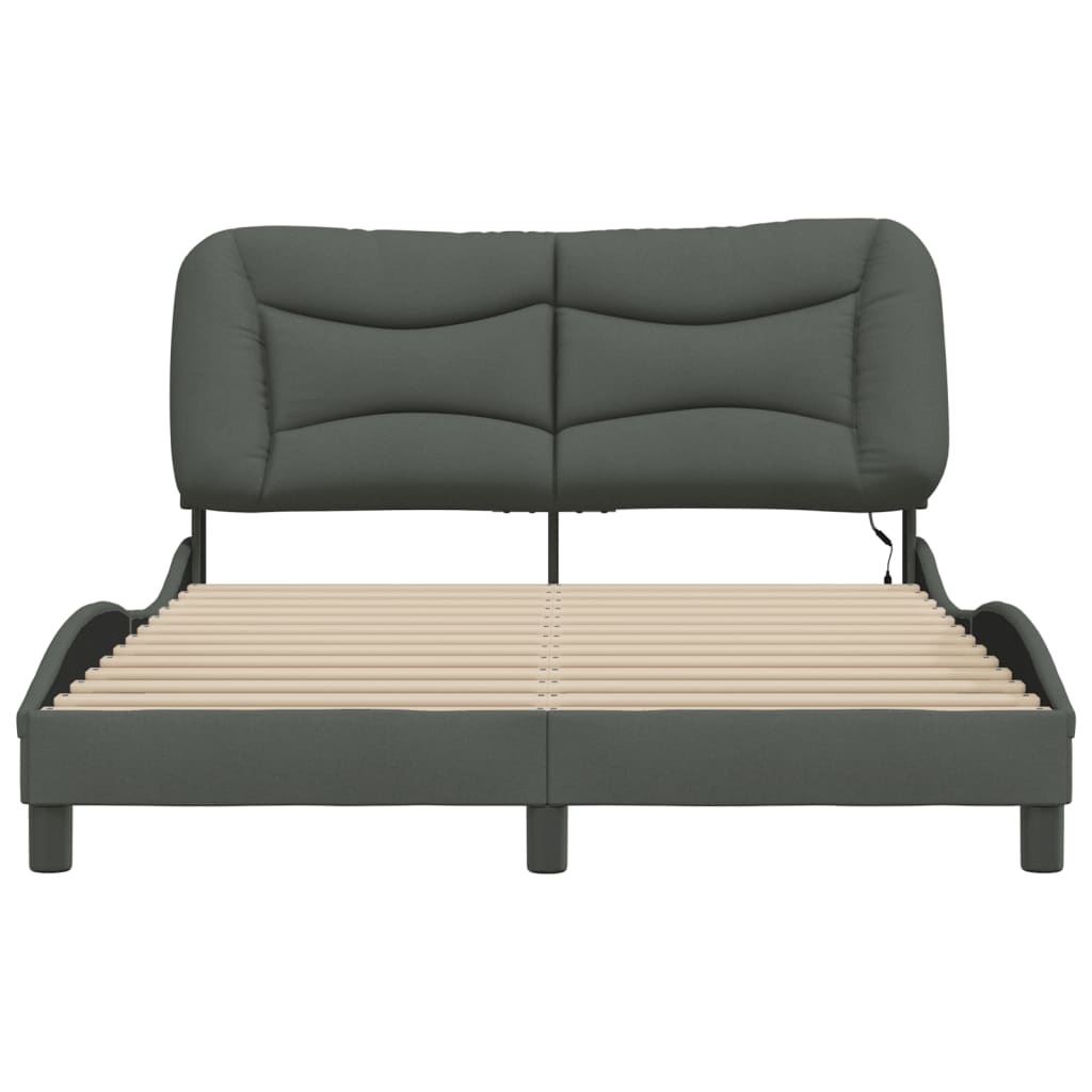 8721012358751_g_en_hd_4 vidaXL Bed Frame with LED without Mattress "Hvar" Dark Grey 137x190 cm Double Fabric - Image 6