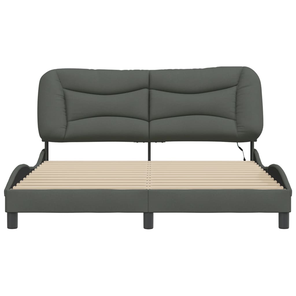8721012358775_g_en_hd_4 vidaXL Bed Frame with LED without Mattress "Hvar" Dark Grey 152x203 cm Queen Fabric - Image 6