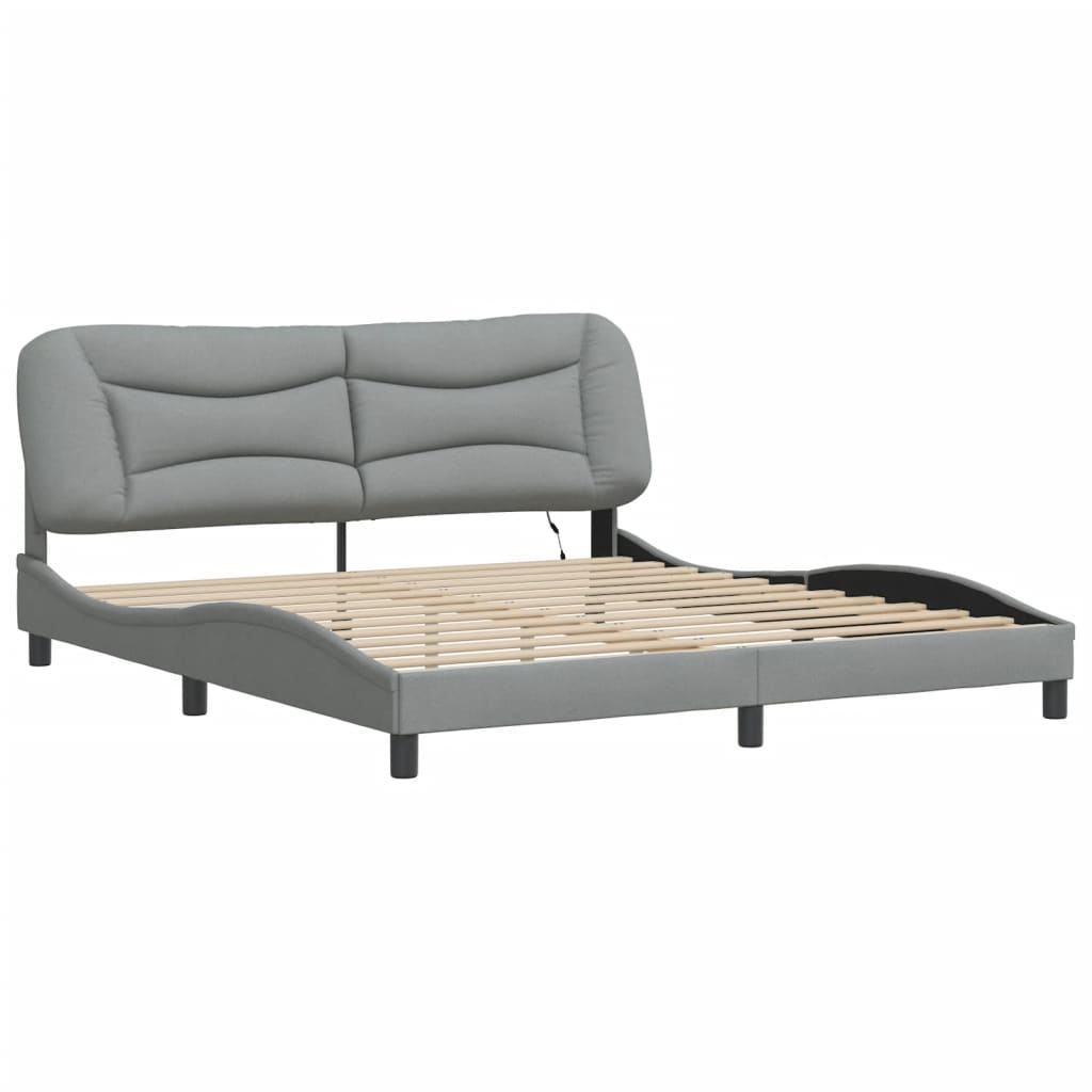 8721012358799_g_en_hd_1 vidaXL Bed Frame with LED without Mattress "Hvar" Dark Grey 180x200 cm King Fabric - Image 3