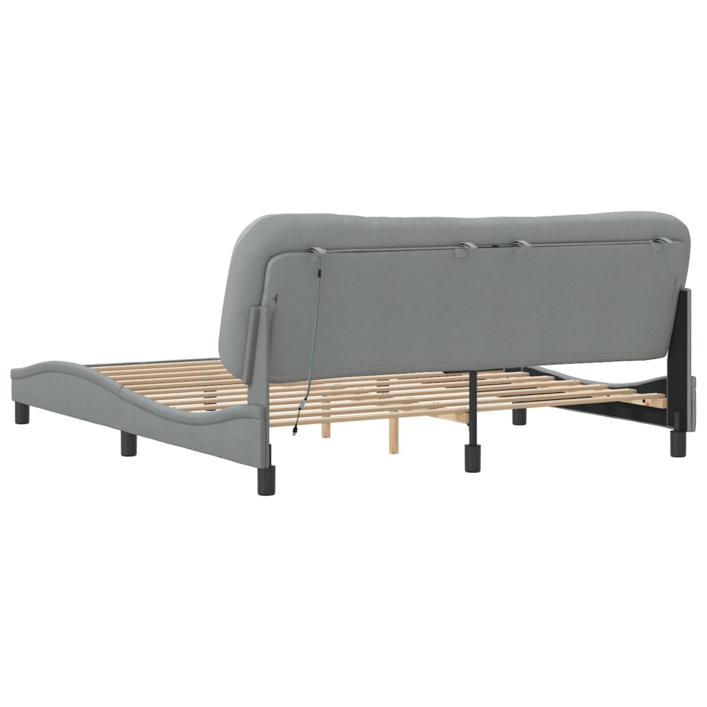 8721012358799_g_en_hd_6 vidaXL Bed Frame with LED without Mattress "Hvar" Dark Grey 180x200 cm King Fabric - Image 8