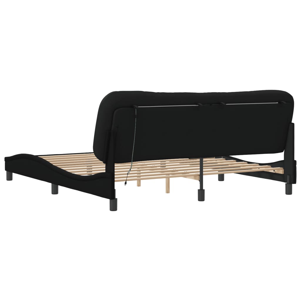 8721012358805_g_en_hd_6 vidaXL Bed Frame with LED without Mattress "Hvar" Black 180x200 cm King Fabric - Image 8