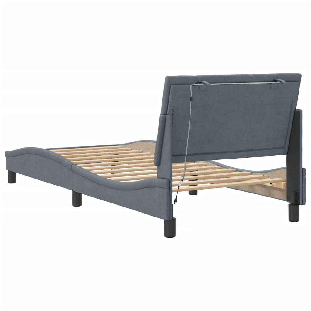 8721012358812_g_en_hd_7 vidaXL Bed Frame with LED without Mattress "Hanko" Dark Grey 90x190 cm Velvet - Image 8