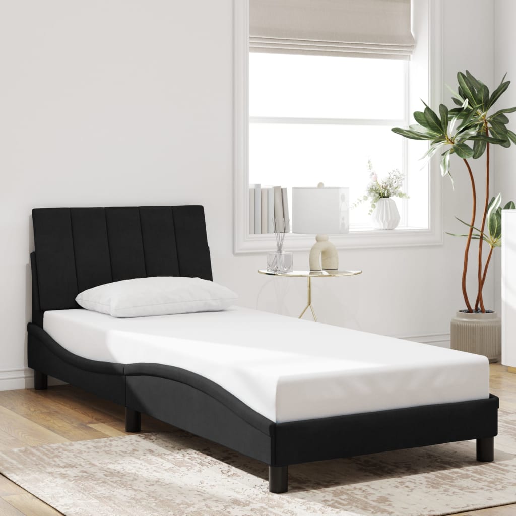 8721012358829_g_en_hd_2 vidaXL Bed Frame with LED without Mattress "Hanko" Black 90x190 cm Velvet - Image 4