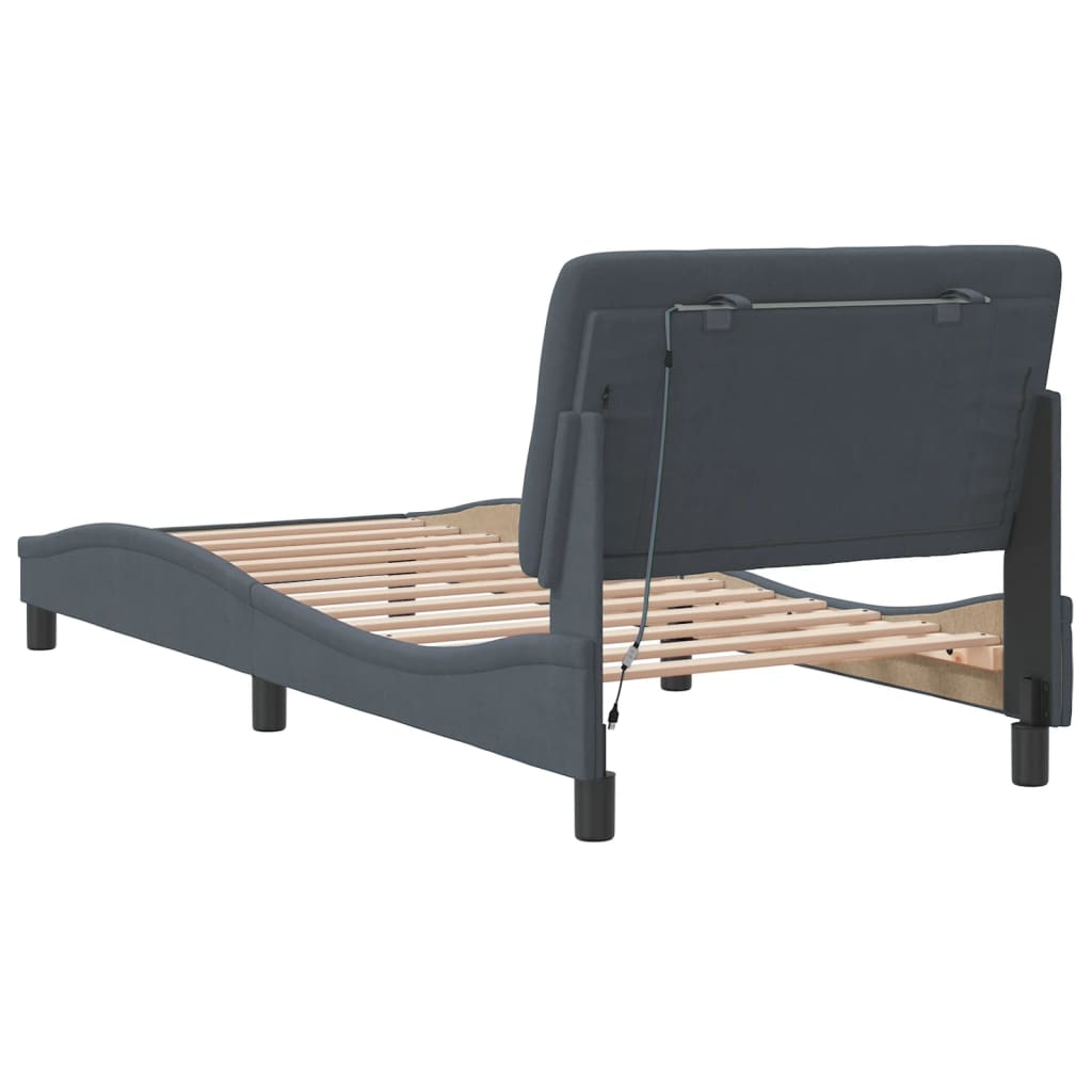 8721012358874_g_en_hd_6 vidaXL Bed Frame with LED without Mattress Dark Grey 90x190 cm Velvet - Image 8