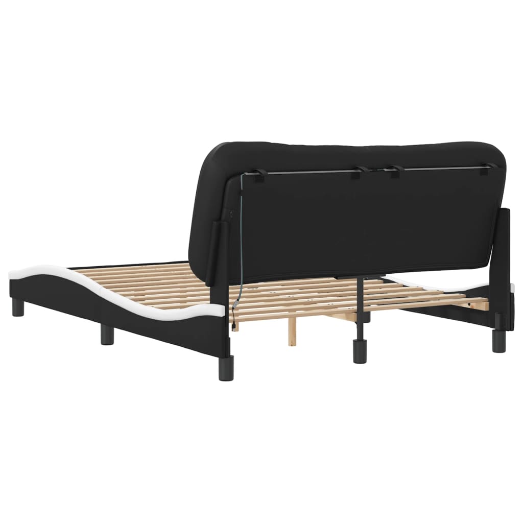 8721012359000_g_en_hd_6 vidaXL Bed Frame with LED without Mattress "Hvar" Black and White 137x190 cm Double - Image 8