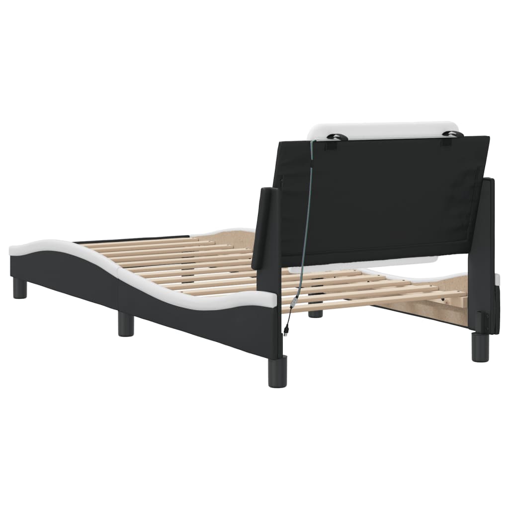 8721012359185_g_en_hd_6 vidaXL Bed Frame with LED without Mattress "Zadar" Black and White 107x203 cm King Single" - Image 8