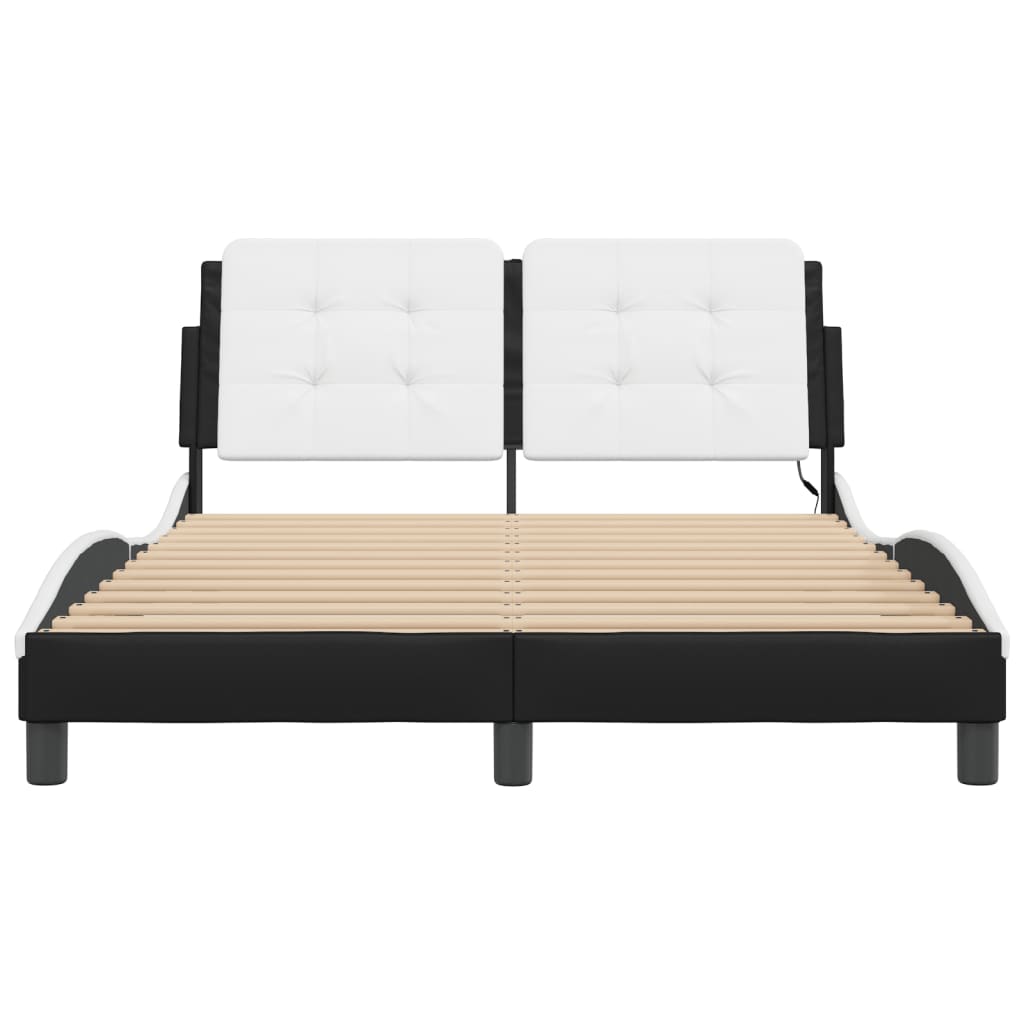 8721012359208_g_en_hd_4 vidaXL Bed Frame with LED without Mattress "Zadar" Black and White 137x190 cm Double - Image 6
