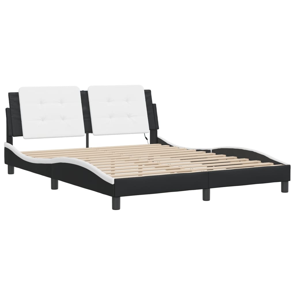 8721012359222_g_en_hd_1 vidaXL Bed Frame with LED without Mattress "Zadar" Black and White 152x203 cm Queen - Image 3