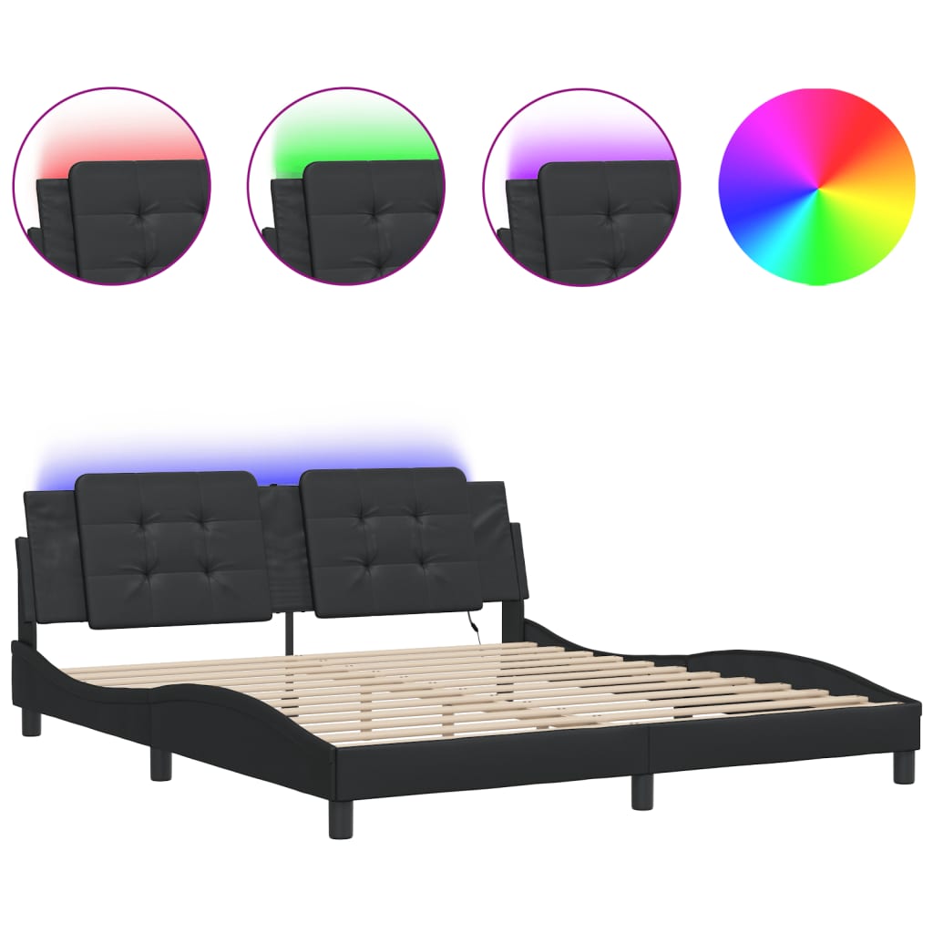8721012359239_a_en_hd_1 vidaXL Bed Frame with LED without Mattress "Zadar" Black 180x200 cm King - Image 2